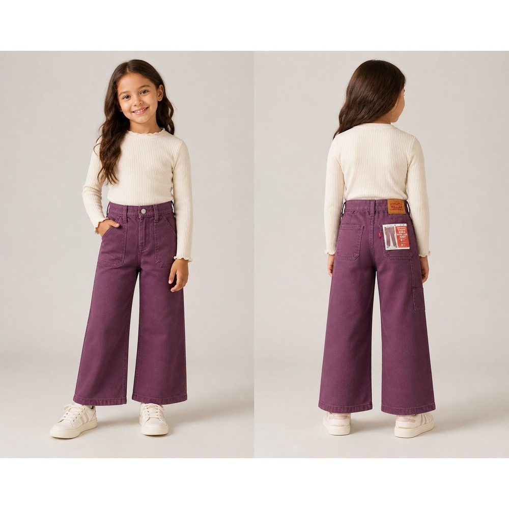 Levis Girls Wide Leg Pants Grape Nectar Purple Utility Carpenter Size 4 NEW
